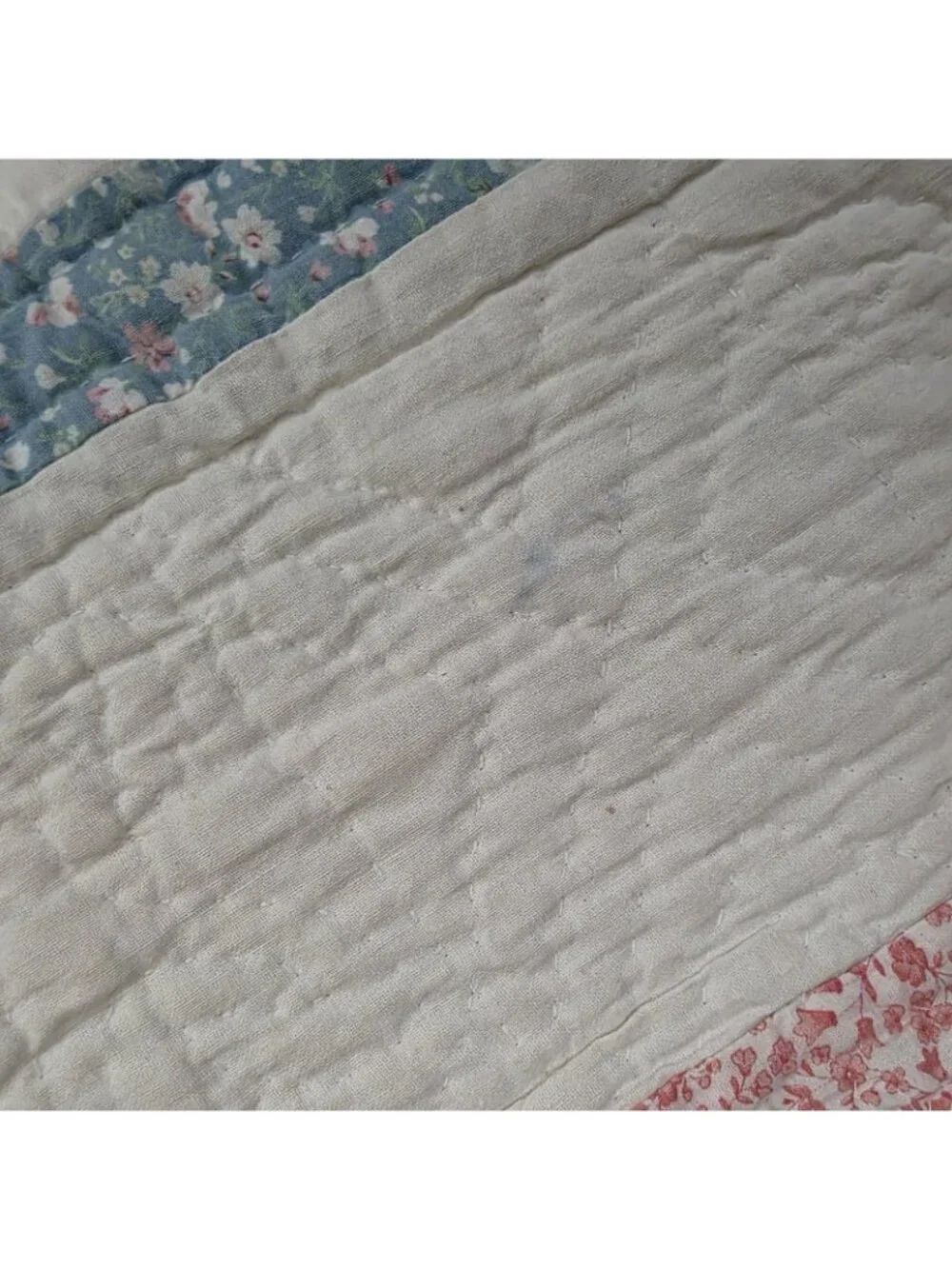 Vintage Pastel Patchwork Sawtooth Star Quilt 80x64